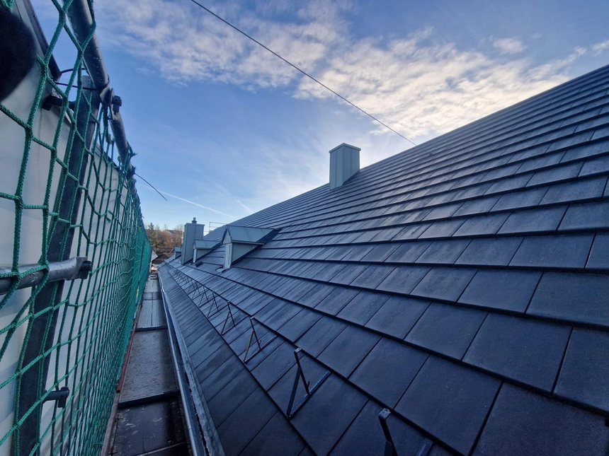 View across ridge and roof surface during the works